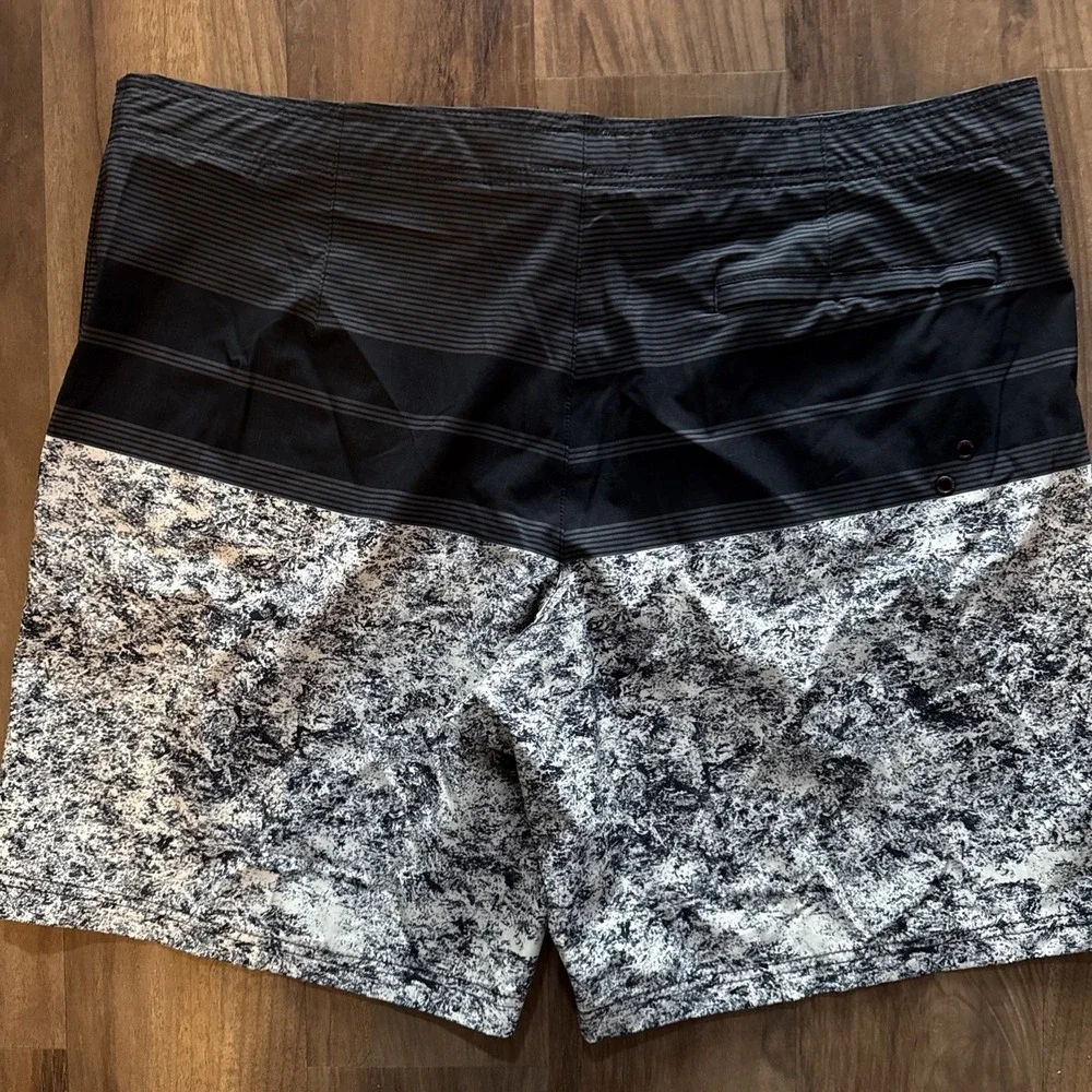 Men's AE AMERICAN EAGLE Board Shorts Swim Trunks‎ XXL ColorBlock Black Gray VGUC